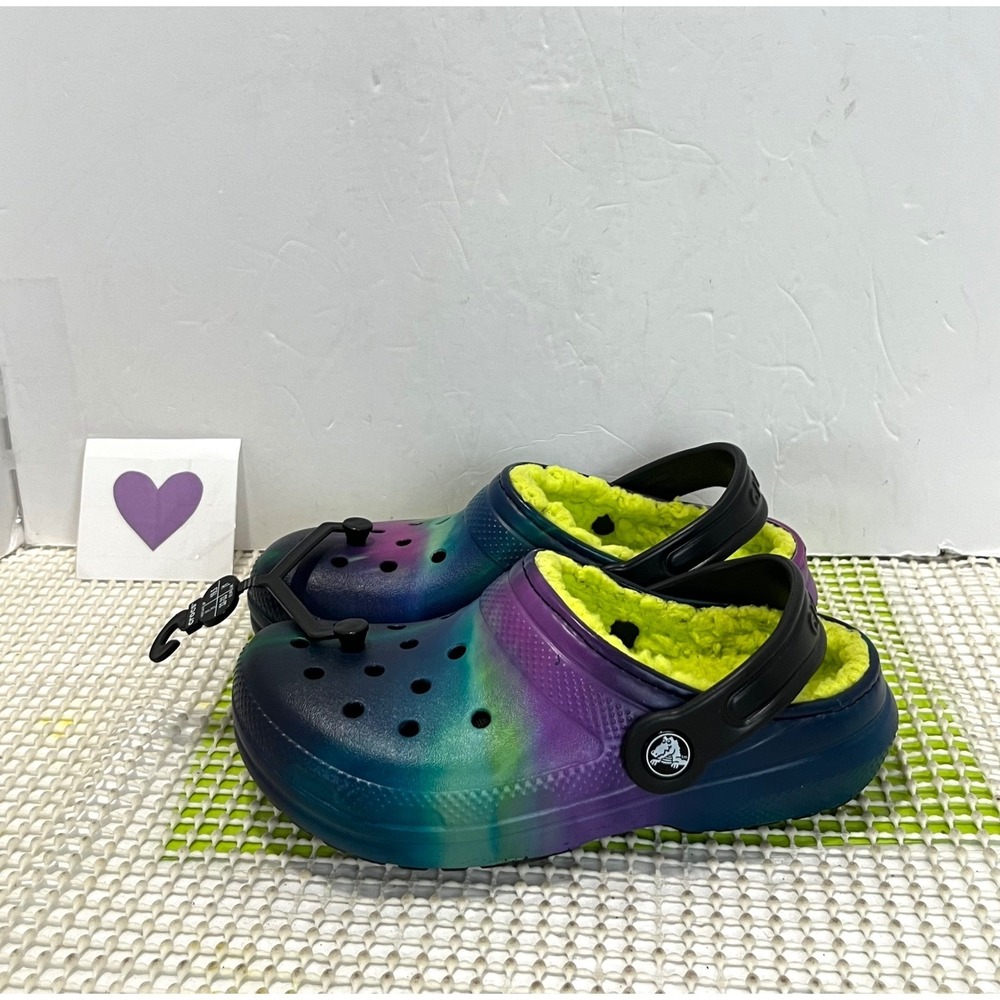 Crocs Classic Lined Clog Kids J1 Out Of This World Galaxy Northern Lights NEW